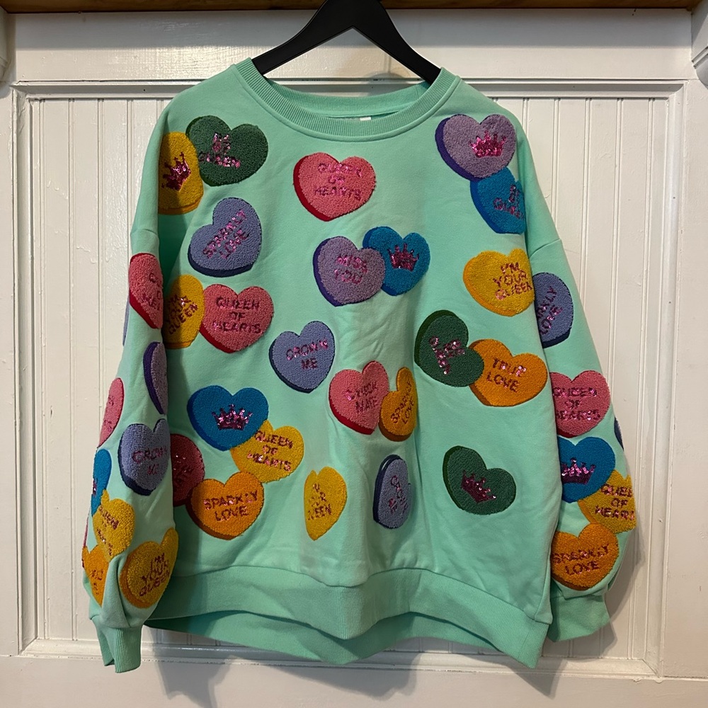 Queen of Sparkles Candy Hearts Sweatshirt